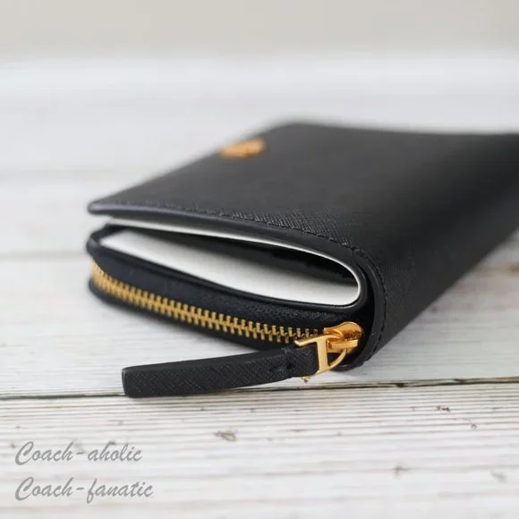 NWT Tory Burch Emerson Saffiano Leather Mini Wallet in Black - Picture 3 of 10